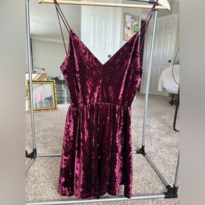 Burgundy Crushed Velvet Romper